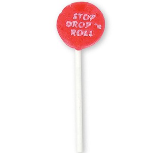 Stop, Drop & Roll Lollipop, Stock - LOL125