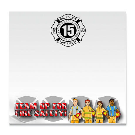 Product Photo 1 Team Up For Fire Safety, 25 Sheet Sticky Pad