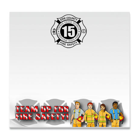 Product Photo 1 Team Up For Fire Safety, 50 Sheet Sticky Pad