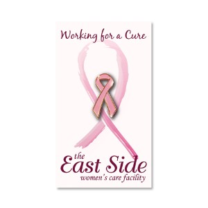Pink Ribbon Lapel Pin on Custom Card - CZ1005