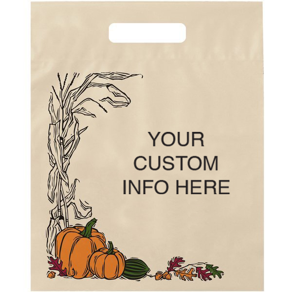 Product Photo 1 Fall Design Plastic Die Cut Bag, 12" x 15"