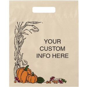 Fall Design Plastic Die Cut Bag, 12" x 15" - AB2010