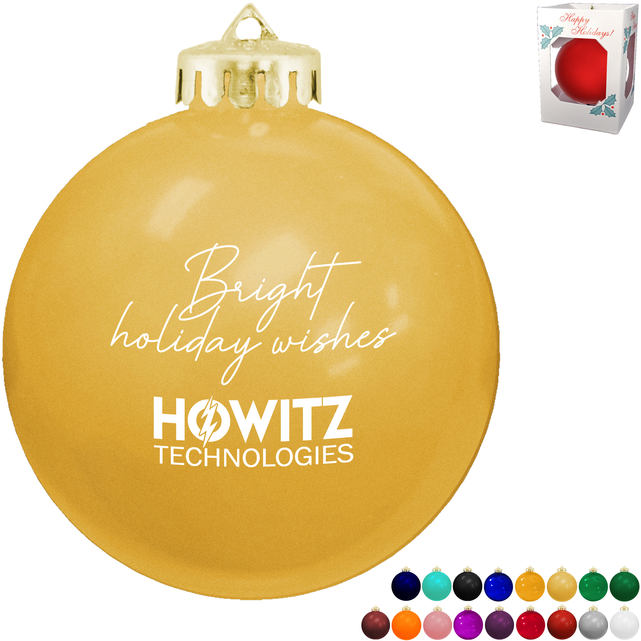 Product Photo 1 Round Vibrant & Crystal Colored Unbreakable Ornament, 3-1/4"