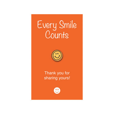 Product Photo 1 Smiley Face Lapel Pin on "Every Smile Counts" Appreciation Card, Stock - CLOSEOUT!