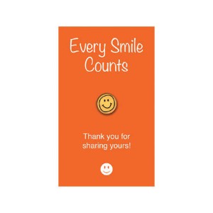 Smiley Face Lapel Pin on "Every Smile Counts" Appreciation Card, Stock - CLOSEOUT! - ALP100