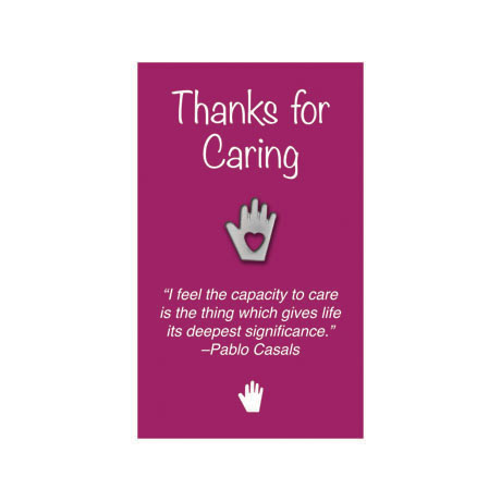Product Photo 1 Heart in Hand Lapel Pin on "Thanks for Caring" Appreciation Card, Stock - Closeout!