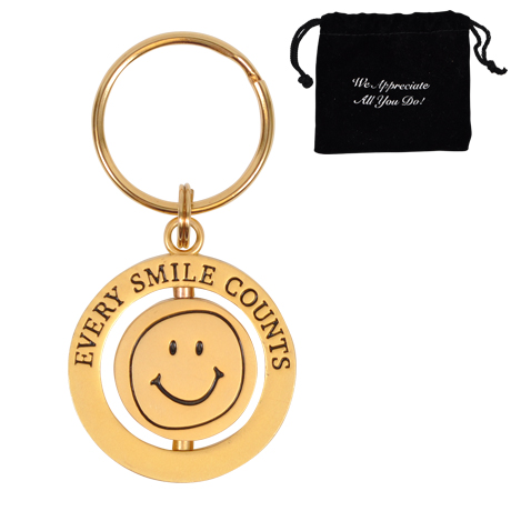 Product Photo 1 Every Smile Counts - Gold, Appreciation Swivel Keychain, Stock - CLOSEOUT!
