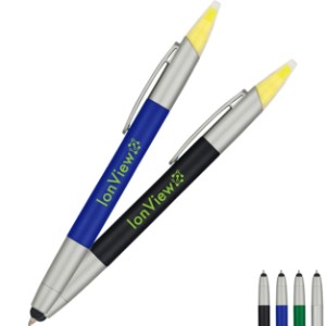 Three-in-One Retractable Pen, Highlighter & Stylus - HT2706