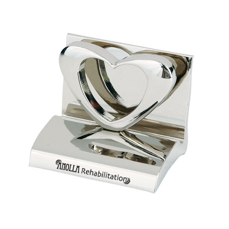 Product Photo 1 Chrome Metal Business Card Holder, Heart