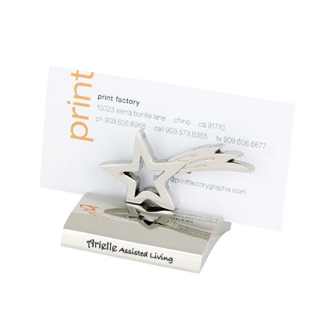 Product Photo 1 Chrome Metal Business Card Holder, Star