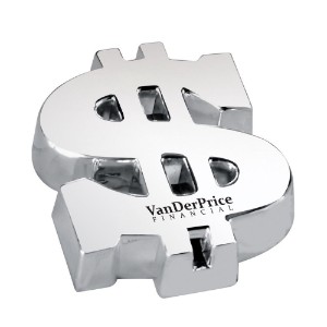 Silver Plated Dollar Sign Paperweight - MY1895