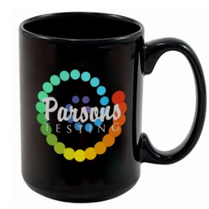 Black Stoneware Executive Mug, 11oz. w/ Full Color Imprint - WW4025