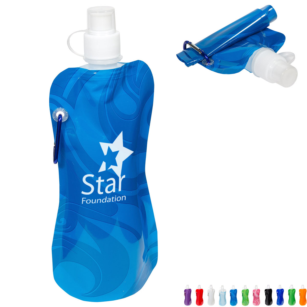 Product Photo 1 Flex Foldable Water Bottle w/ Carabiner, 16oz., BPA Free