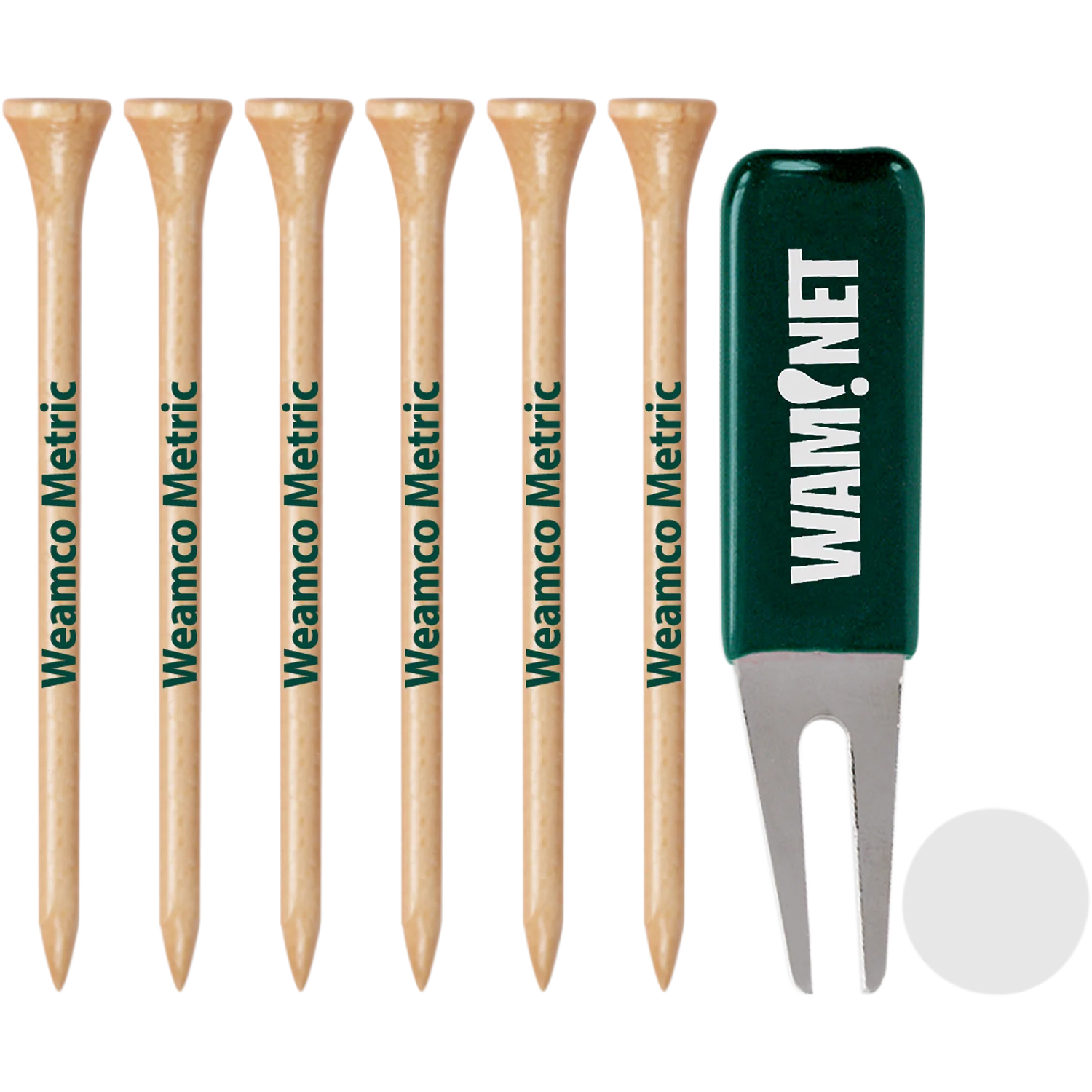 Product Photo 1 Plus Tees 6ct., Metal Divot Tool & Ball Marker Pack