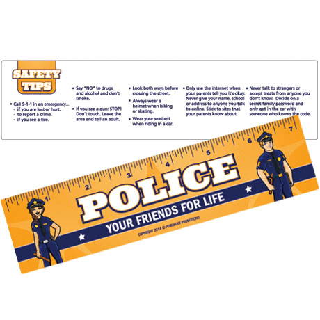 Product Photo 1 Police Your Friends for Life Laminated Safety Ruler, Stock
