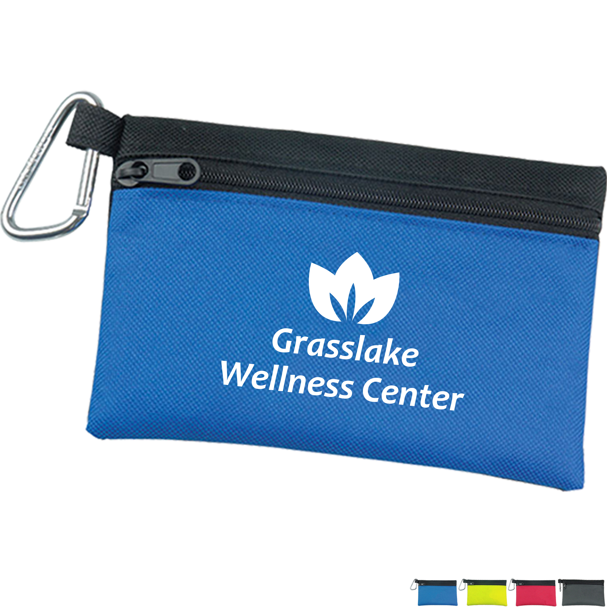 Product Photo 1 Two-Tone Polyester Zip Pouch with Carabiner