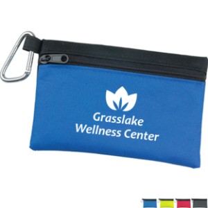 Two-Tone Polyester Zip Pouch with Carabiner - GY1360