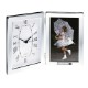 Shiny Silver Desk Clock & Photo Frame