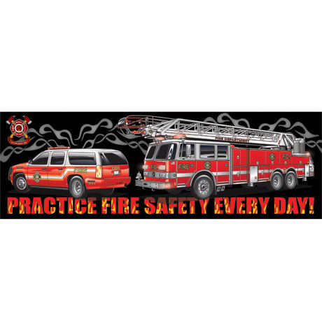 Product Photo 1 Practice Fire Safety Every Day Black Smoke, Heavy Duty Banner, 2' x 6'