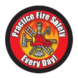 Practice Fire Safety Every Day Scramble Sticker Roll, Stock - SMD740