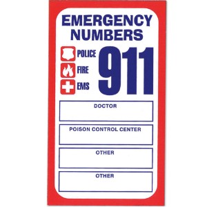 Stock Business Card Magnet, Emergency Numbers - SMD180