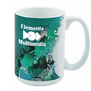 White Stoneware Magna Mug, 15oz. w/ Full Color Imprint - WW4031