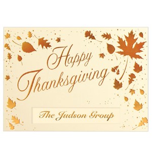 Happy Thanksgiving Scattered Leaves Holiday Greeting Card - WA1070