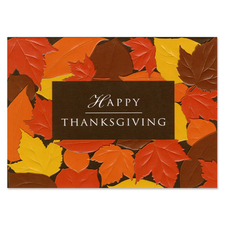 Product Photo 1 Happy Thanksgiving Embossed Leaves Holiday Greeting Card
