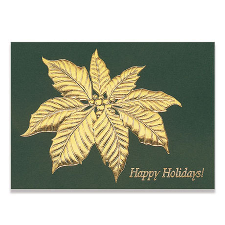 Product Photo 1 Happy Holidays Poinsettia Leaf Holiday Greeting Card