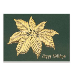 Happy Holidays Poinsettia Leaf Holiday Greeting Card - WA1120