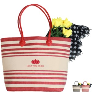 Striped Natural Fiber Trendy Tote - GD1005
