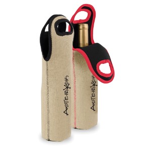 Single Bottle Burlap Neoprene Wine Tote Sleeve - NM3005