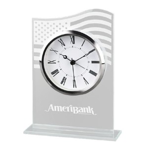 Patriotic Glass Desk Clock - MY2355