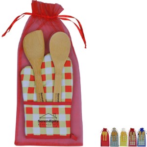 Chef's Pocket Oven Mitt & Bamboo Utensil Set - BY6045