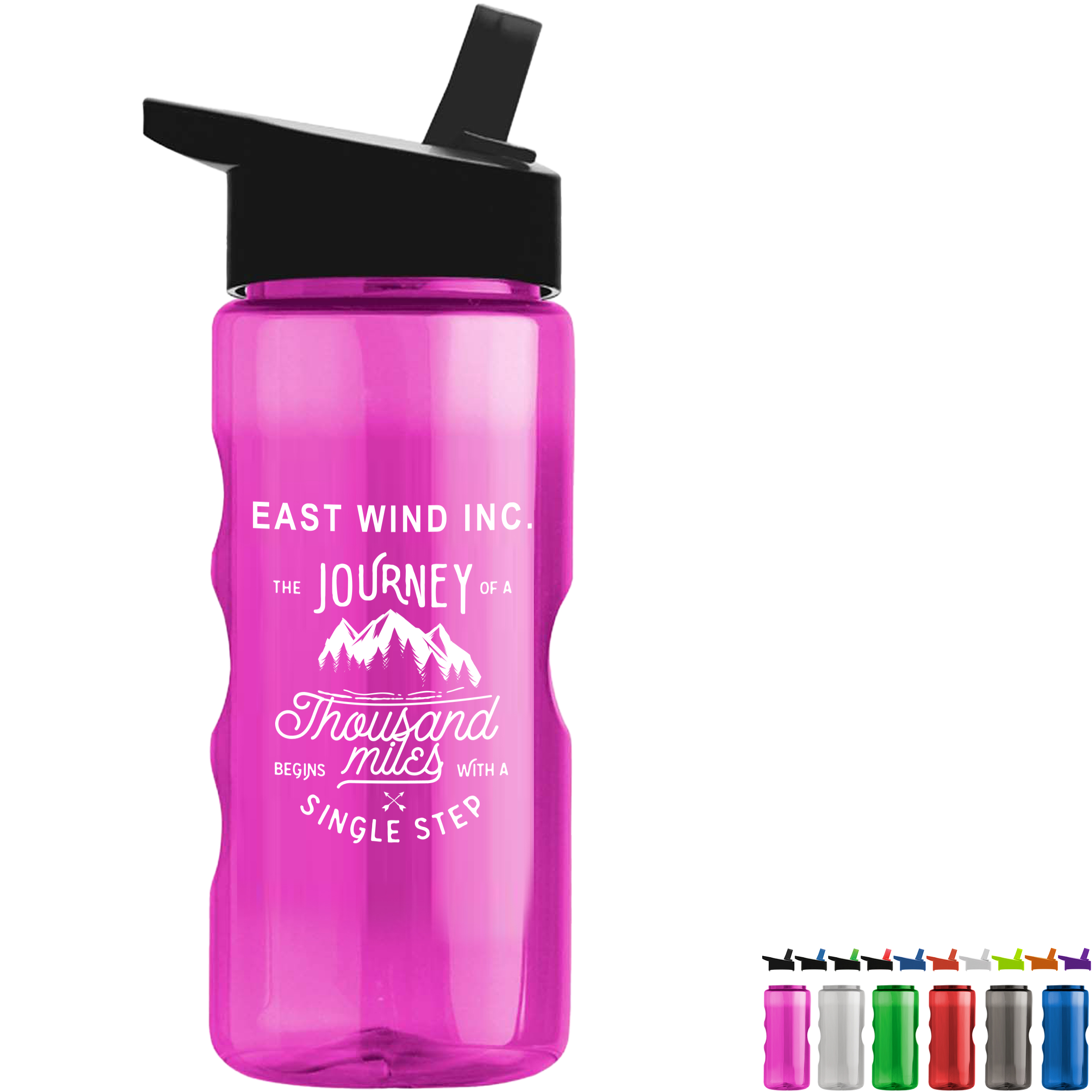 Product Photo 1 Finger Grip Tritan™ Translucent Bottle, 22oz. - Flip Straw Lid