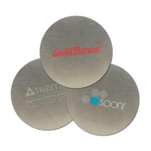 Round Stainless Steel Beverage Coaster - GO1060
