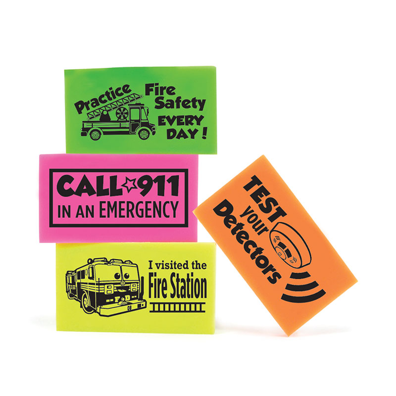 Product Photo 1 Fire Safety Neon Erasers Assortment, Stock