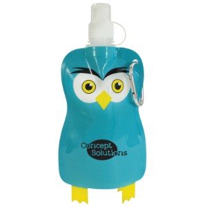 Paws N Claws Flat Water Bottle, 12oz. - Owl - CN7009