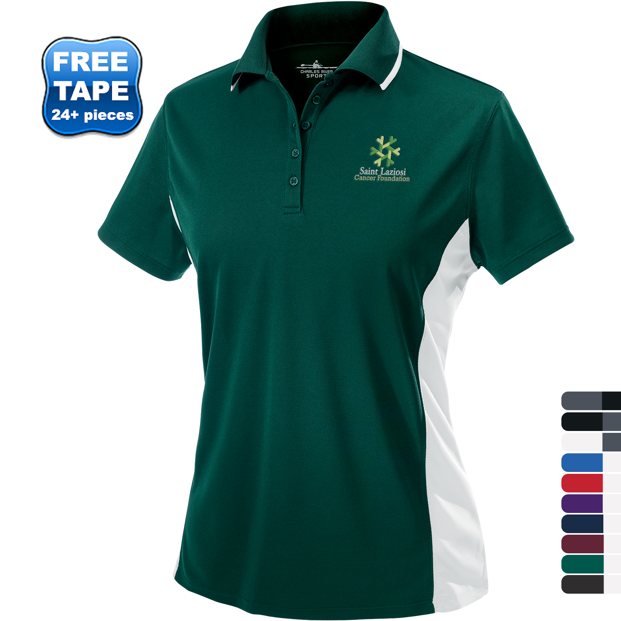 Product Photo 1 Charles River® Color Blocked Piqué Ladies' Wicking Polo