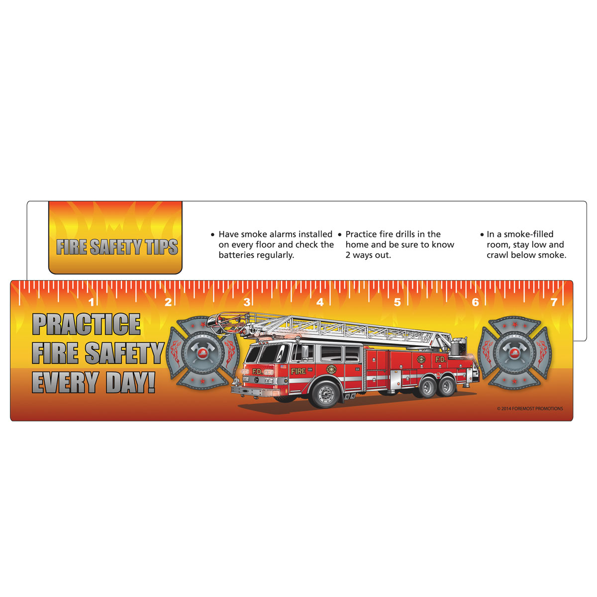 Product Photo 1 Practice Fire Safety Every Day Laminated Safety Ruler, Stock