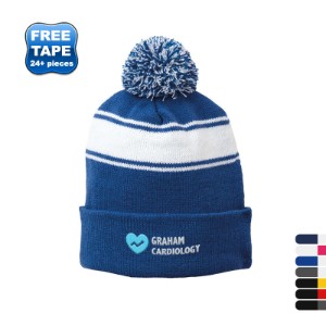 Sport-Tek® Stripe Pom Pom Beanie - WG2335