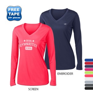 Sport-Tek® PosiCharge™ Competitor™ Ladies' Interlock Long Sleeve Performance V-Neck Tee - WG3035