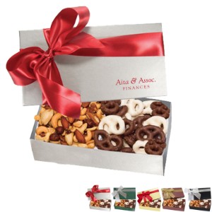 Executive Gift Box w/ Mini Chocolate Pretzels & Mixed Nuts - ZA3031