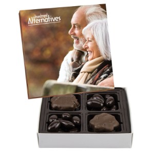Square Custom Candy Box w/ Turtles & Chocolate Almonds - ZA3082