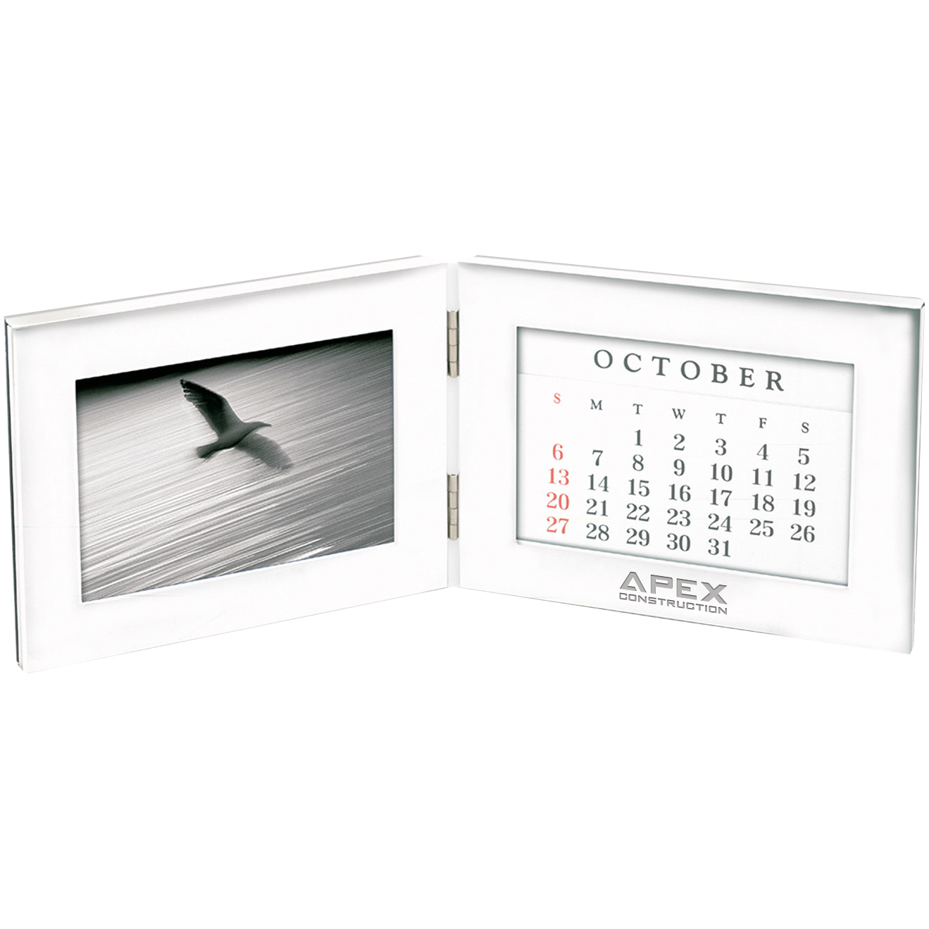 Product Photo 1 Folding Silver Photo Frame & Perpetual Calendar, 4" x 6"