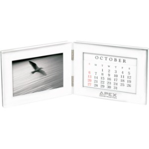 Folding Silver Photo Frame & Perpetual Calendar, 4" x 6" - IC1280