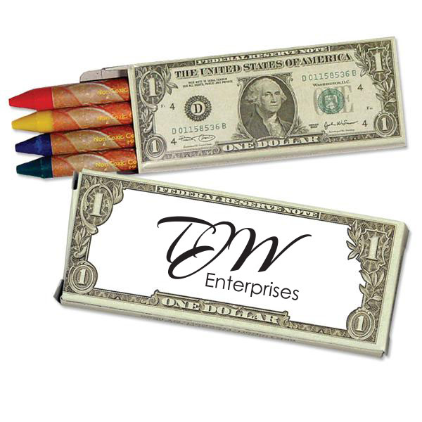 Product Photo 1 Four Pack Crayons, Dollar Bill Design Custom