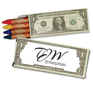 Four Pack Crayons, Dollar Bill Design Custom - WO1135