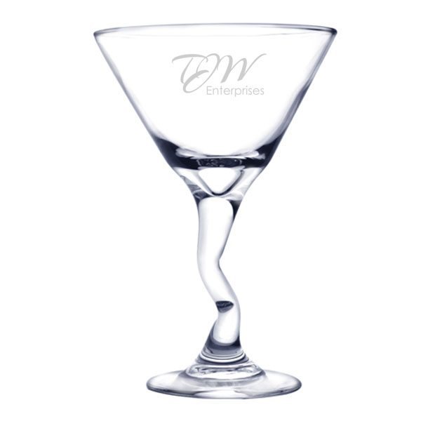 Product Photo 1 Bent Martini Glass, Deep Etched, 9.25oz.