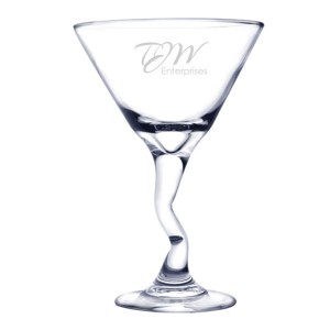 Bent Martini Glass, Deep Etched, 9.25oz. - DN1355